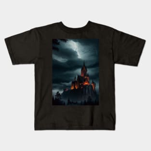 Lighting Striking the Top of a Haunted Castle Kids T-Shirt